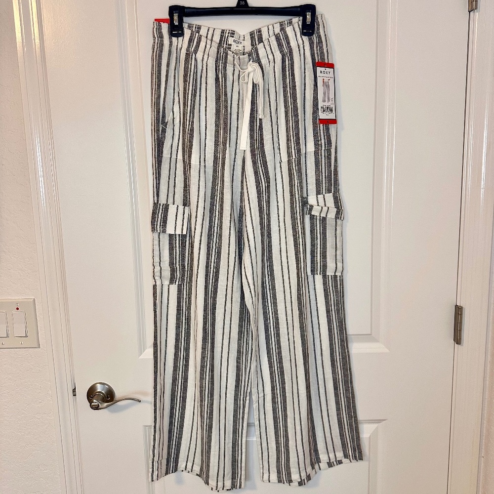 Roxy, Linen Blend Cargo Pants, NWT, Size M - Picture 3 of 9